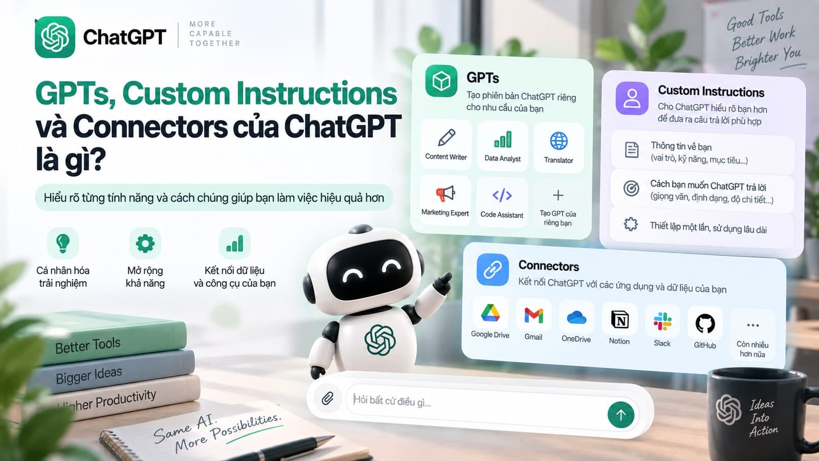 GPTs, Custom Instructions và Connectors của ChatGPT là gì