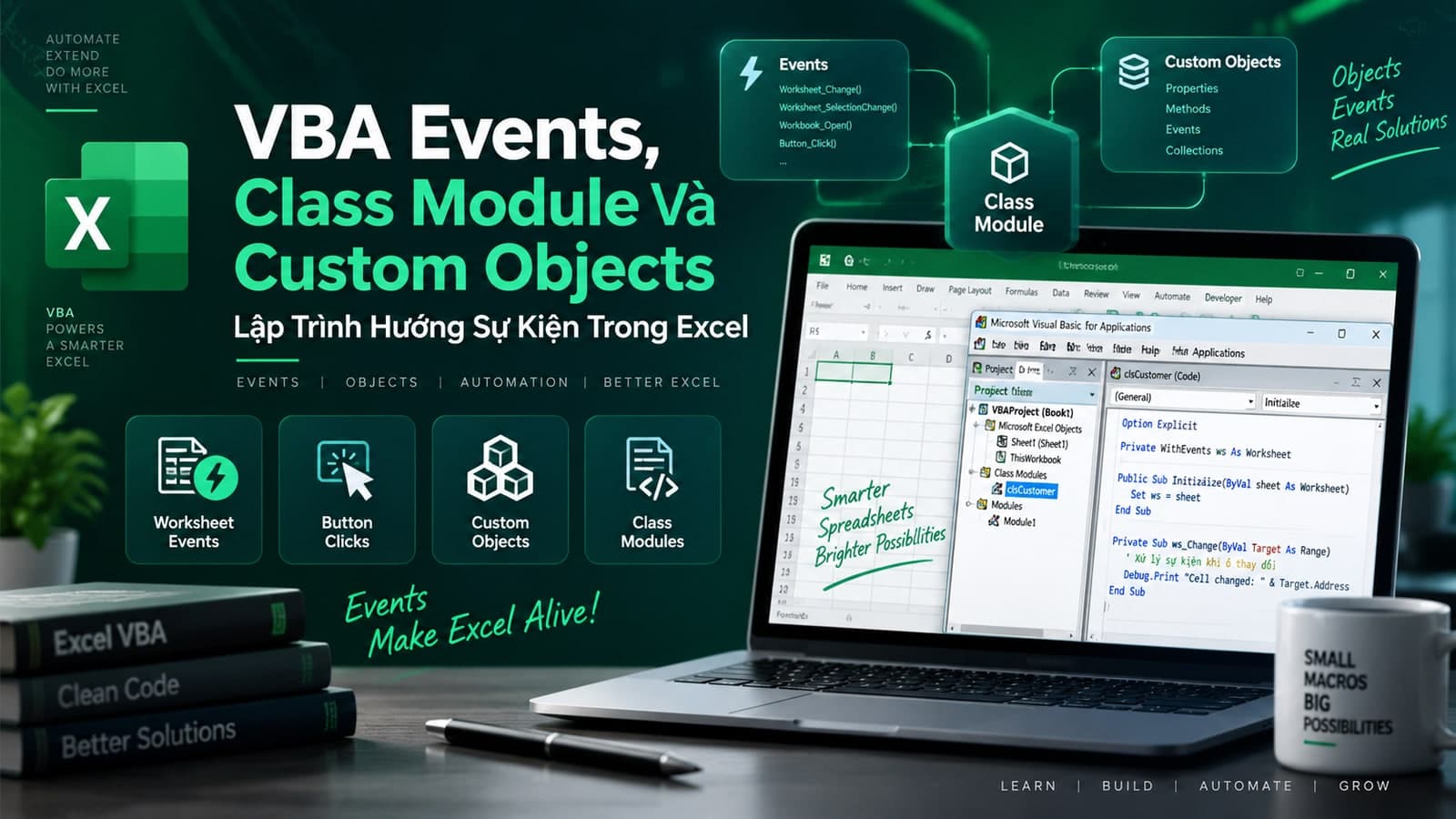 VBA Events, Class Module Và Custom Objects: Lập Trình Hướng Sự Kiện Trong Excel