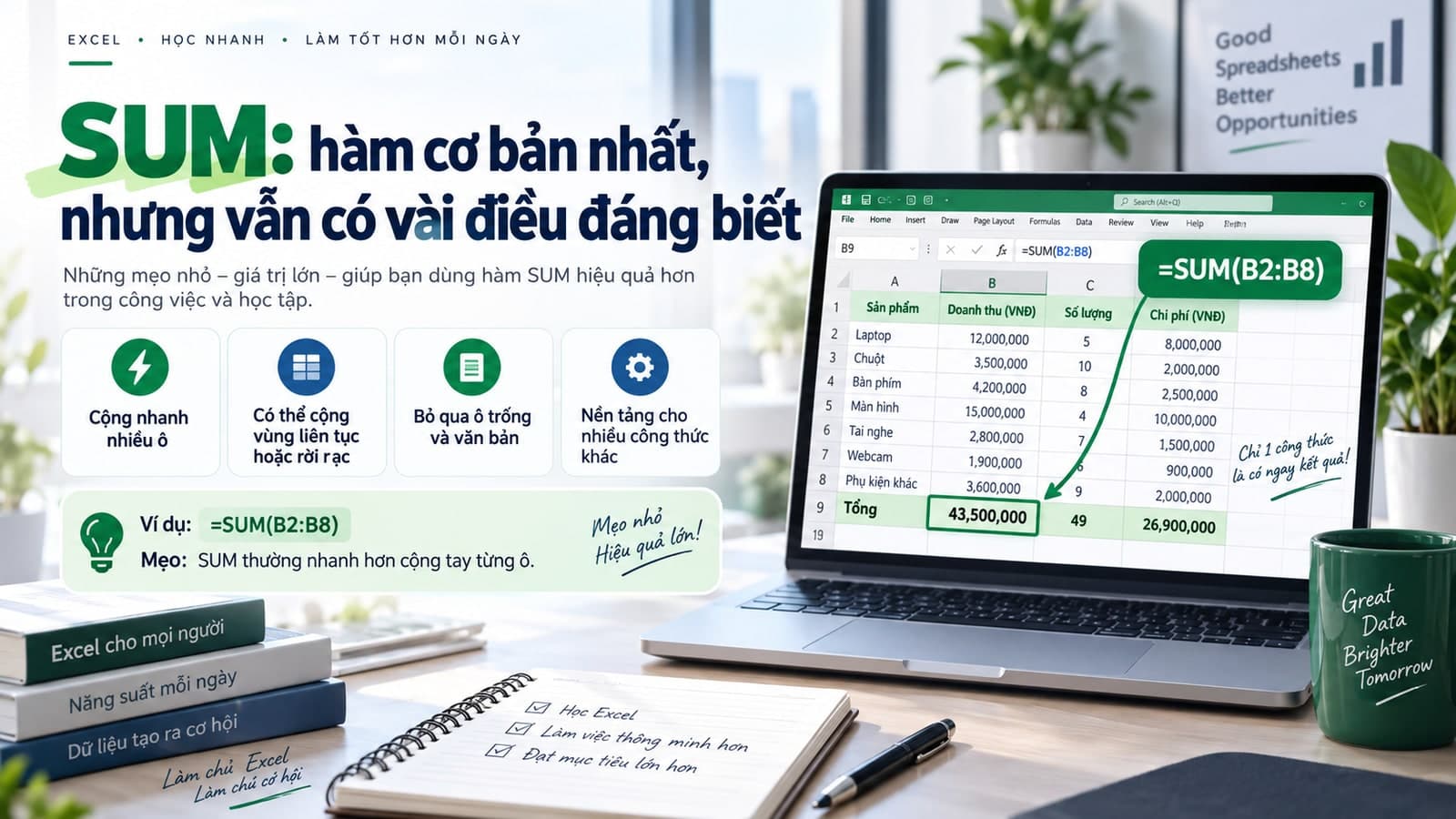 SUM: hàm cơ bản nhất, nhưng vẫn có vài điều đáng biết