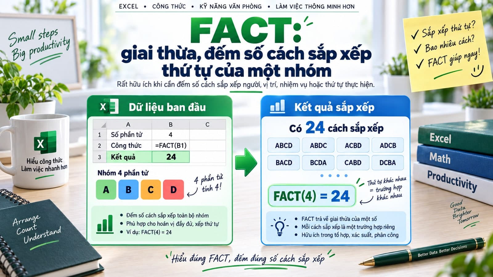 FACT: giai thừa, đếm số cách sắp xếp thứ tự của một nhóm