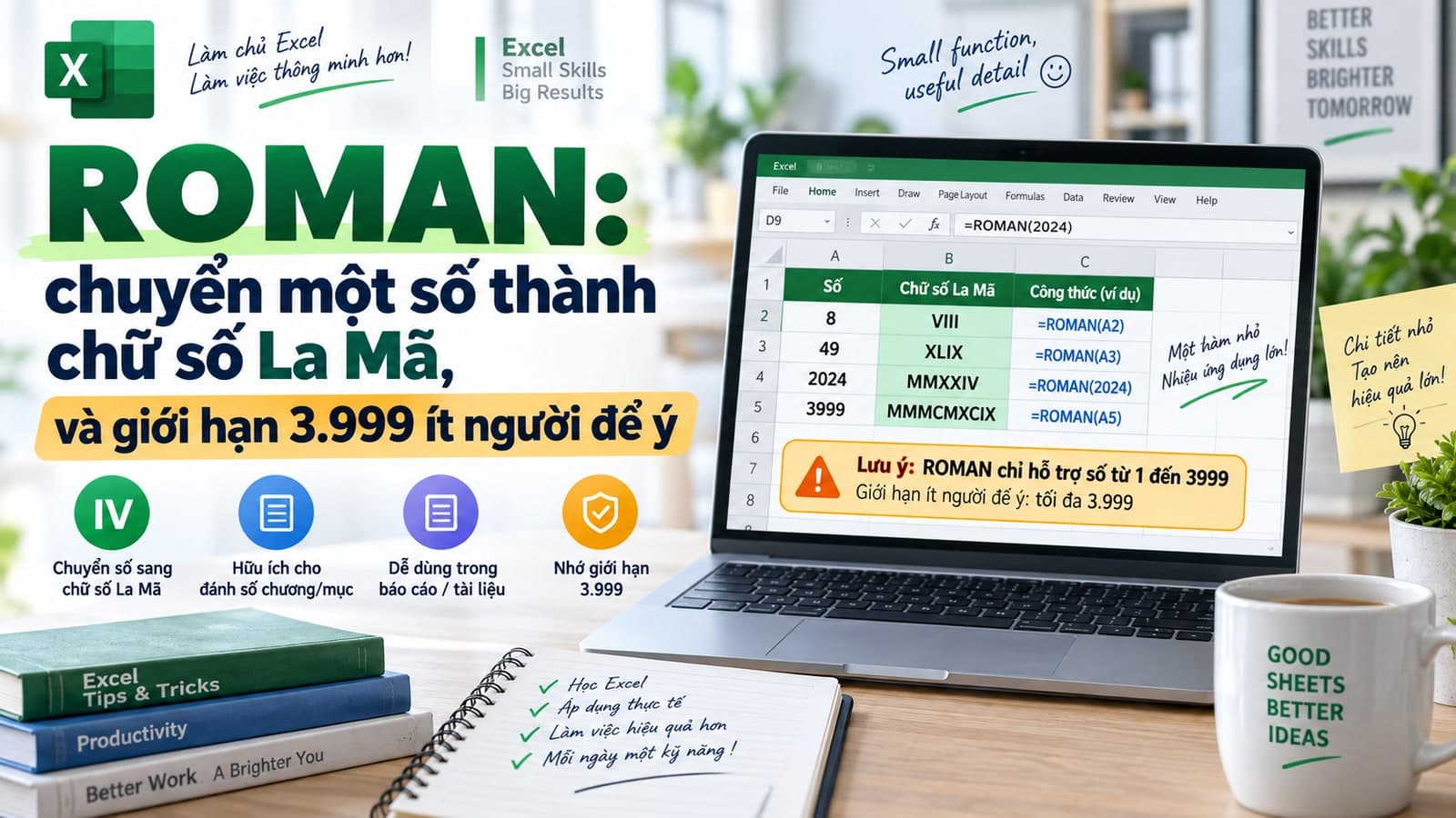 ROMAN: chuyển một số thành chữ số La Mã, và giới hạn 3.999 ít người để ý