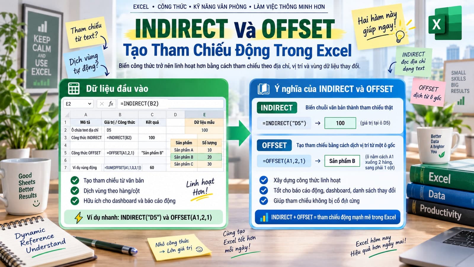 INDIRECT Và OFFSET: Tạo Tham Chiếu Động Trong Excel