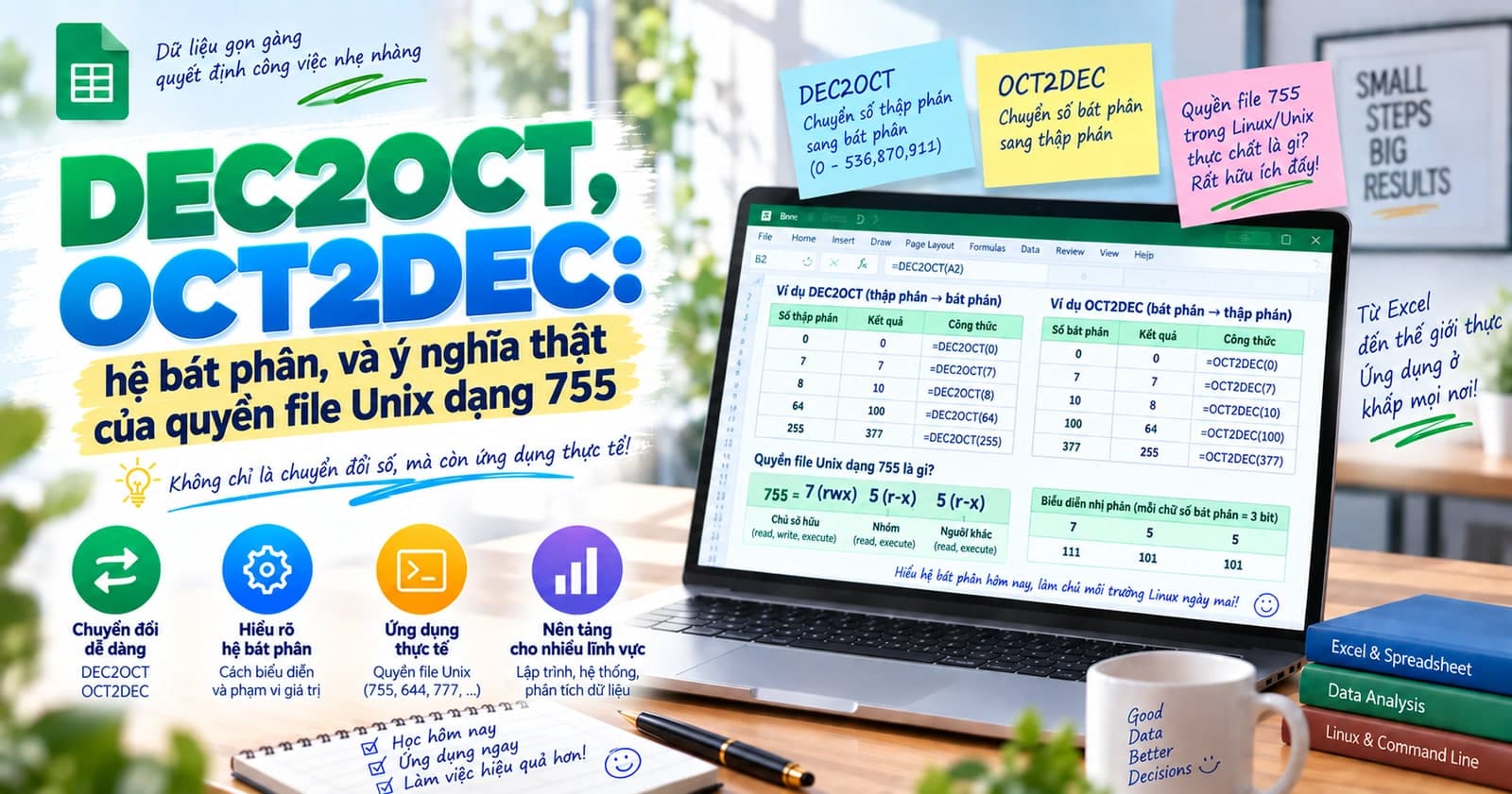 DEC2OCT, OCT2DEC: hệ bát phân, và ý nghĩa thật của quyền file Unix dạng 755