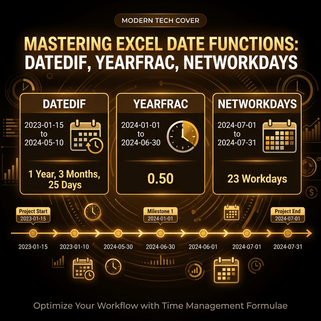 Hàm DATEDIF, YEARFRAC, NETWORKDAYS: Tính Khoảng Cách Thời Gian Trong Excel