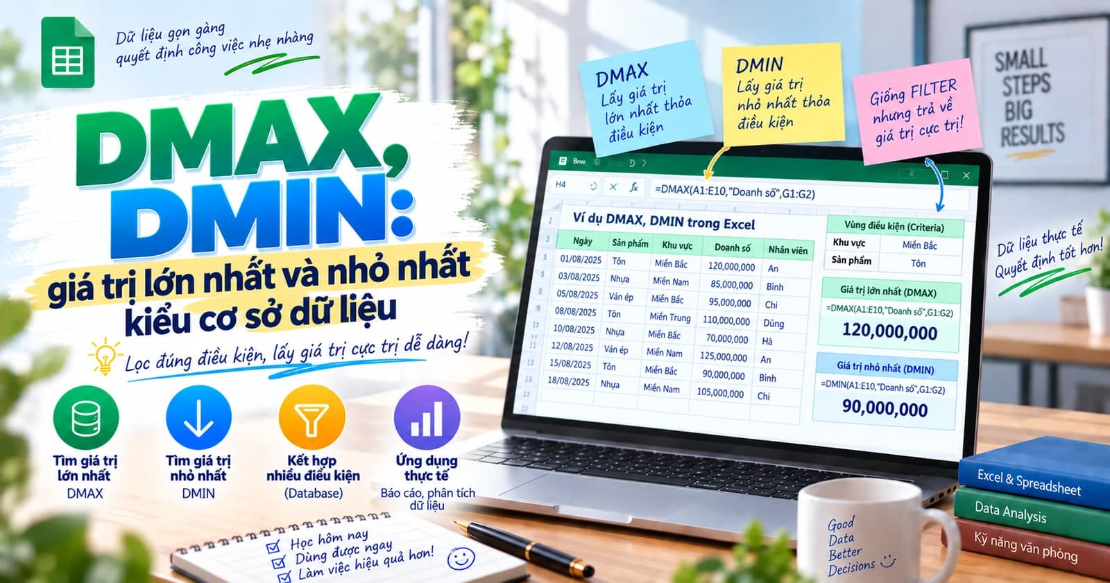 DMAX, DMIN: giá trị lớn nhất và nhỏ nhất kiểu cơ sở dữ liệu