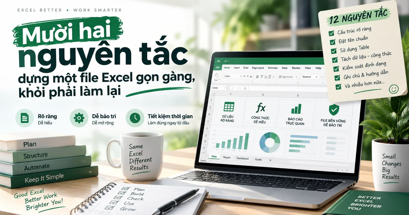 Mười hai nguyên tắc dựng một file Excel gọn gàng, khỏi phải làm lại