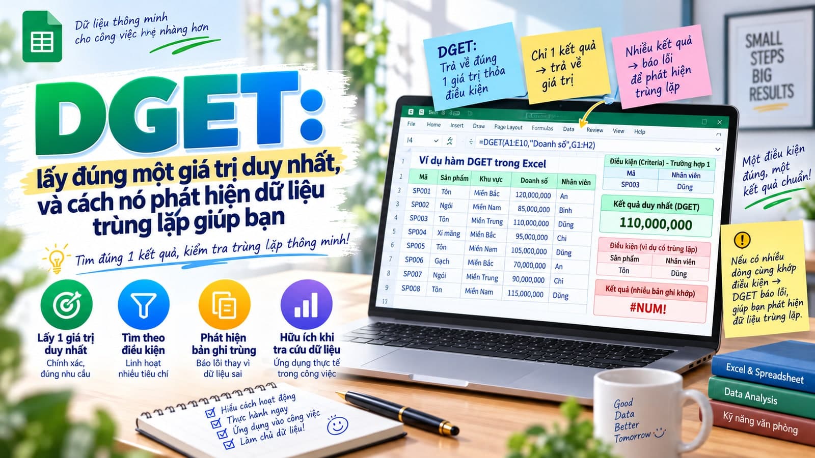 DGET: lấy đúng một giá trị duy nhất, và cách nó phát hiện dữ liệu trùng lặp giúp bạn
