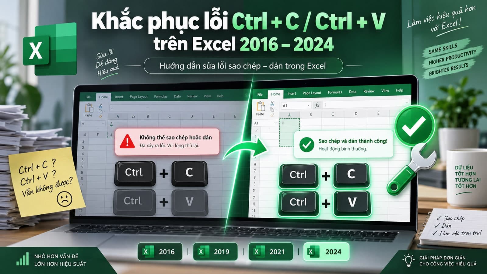Khắc phục lỗi Ctrl + C / Ctrl + V trên Excel 2016 – 2024