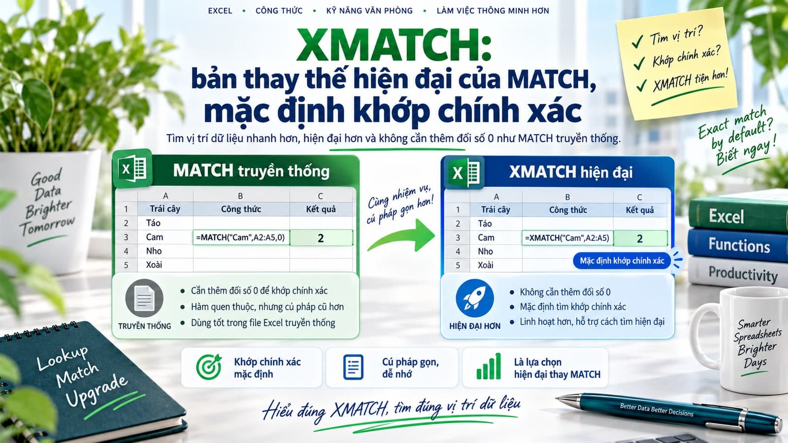 XMATCH: bản thay thế hiện đại của MATCH, mặc định khớp chính xác