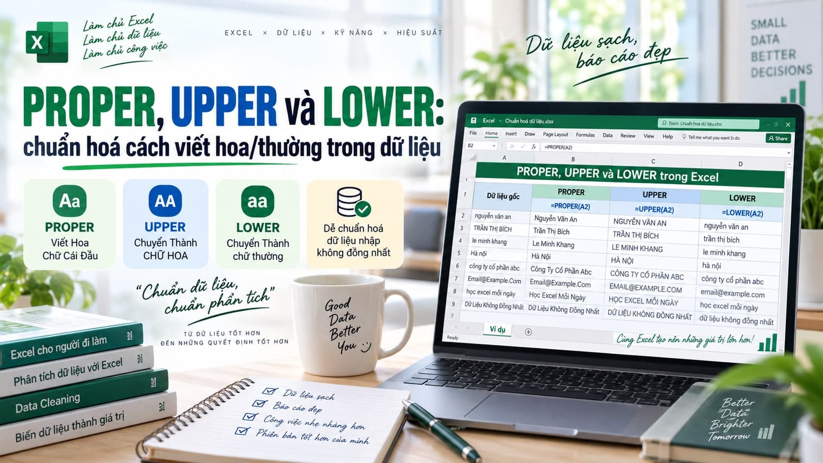 PROPER, UPPER và LOWER: chuẩn hoá cách viết hoa/thường trong dữ liệu