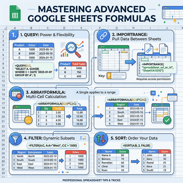 10 Công Thức Google Sheets Nâng Cao Mà Dân Data Phải Biết: QUERY, ARRAYFORMULA, FILTER